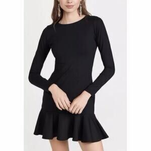 Susana Monaco Black Ruffle Hem Long Sleeve Mini Dress